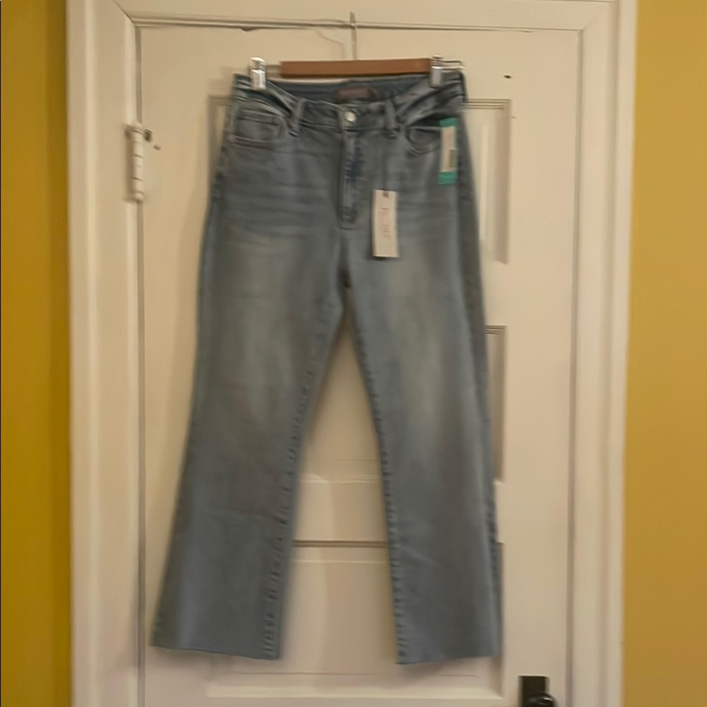Just USA Light Denim Jeans - Mid-Rise, Cropped Scissor Cut, Flare